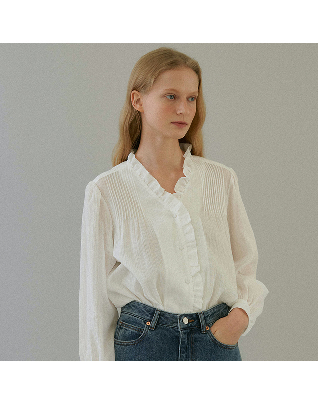 블랭크공삼 spring cotton pin-tuck blouse (white) 착용컷