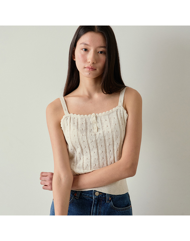 블랭크공삼 [블랭크03] cotton eyelet knit top (cream) 착용컷