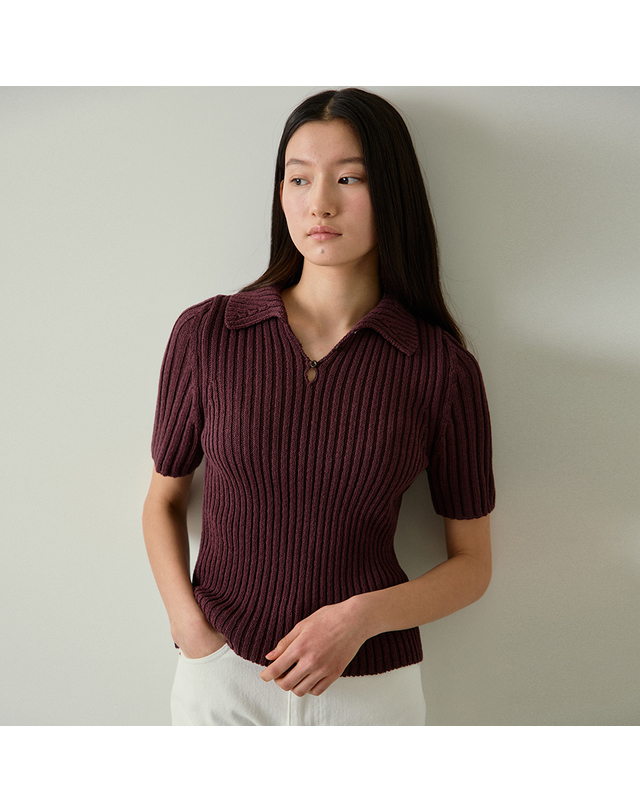 블랭크공삼 [블랭크03] cotton collar pullover (plum brown) 착용컷