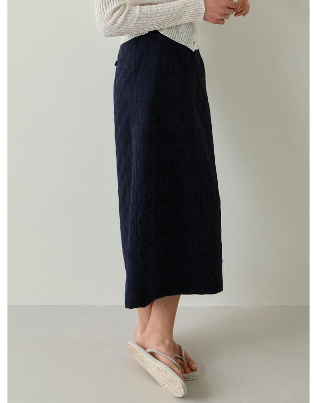 블랭크공삼 [블랭크03] jacquard long skirt (navy) 착용컷