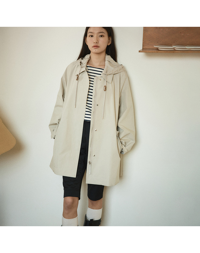 블랭크공삼 [블랭크03] detachable hood half coat (beige) 착용컷