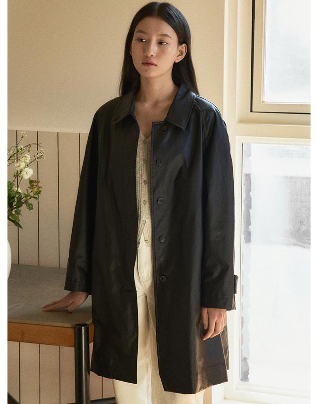 블랭크공삼 [블랭크03] coated cotton belted trench coat (black) 착용컷