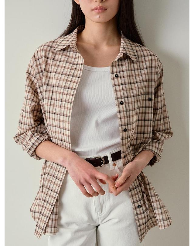 블랭크공삼 [블랭크03] cotton pocket check shirt (brown) 착용컷