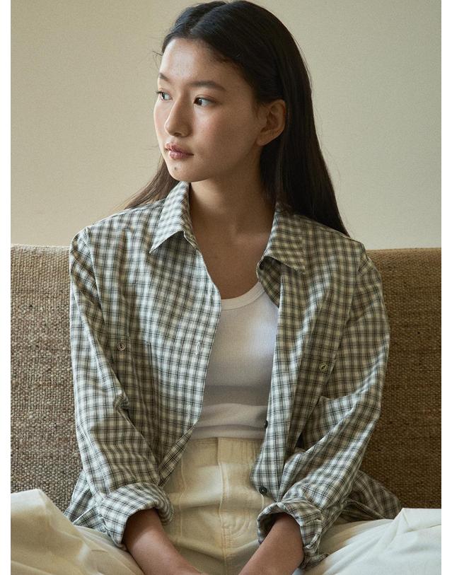 블랭크공삼 [블랭크03] cotton pocket check shirt (vintage black) 착용컷