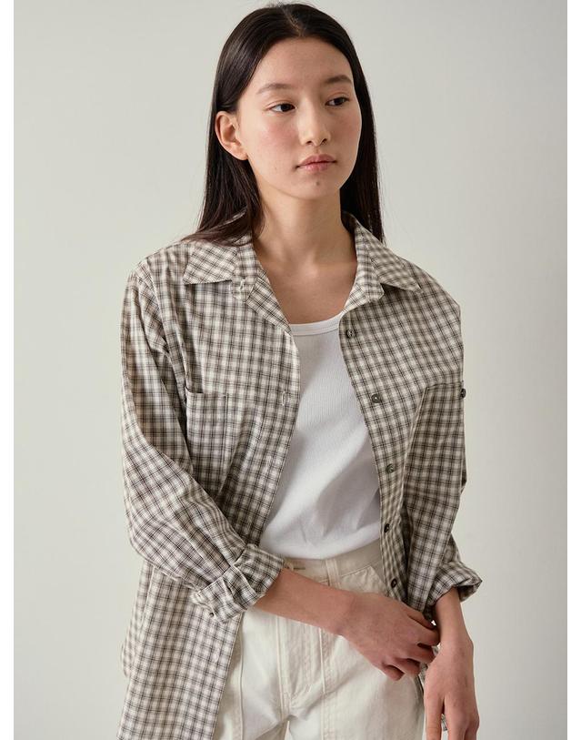블랭크공삼 [블랭크03] cotton pocket check shirt (vintage black) 착용컷