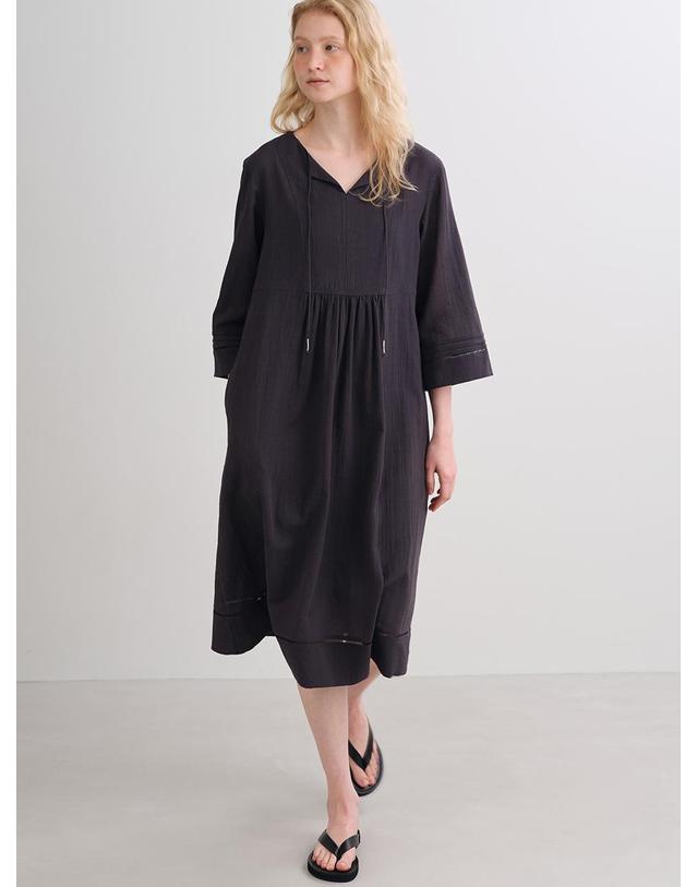 블랭크공삼 ethnic linen blend dress (charcoal) 착용컷