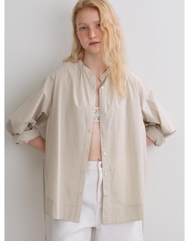 블랭크공삼 cotton belted shirring shirt (beige) 착용컷