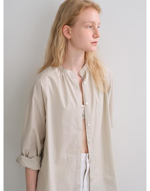 블랭크공삼 cotton belted shirring shirt (beige) 착용컷