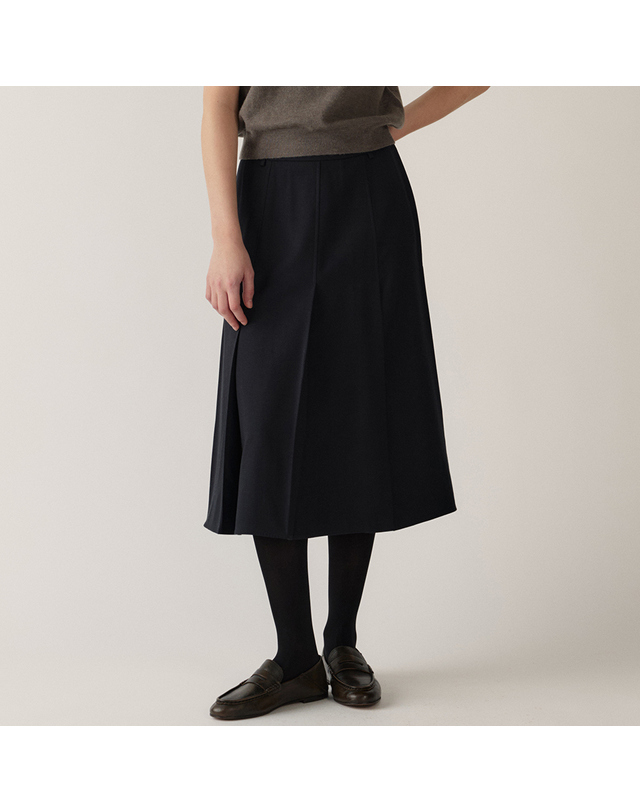 블랭크공삼 wool pleats skirt (deep navy) 착용컷