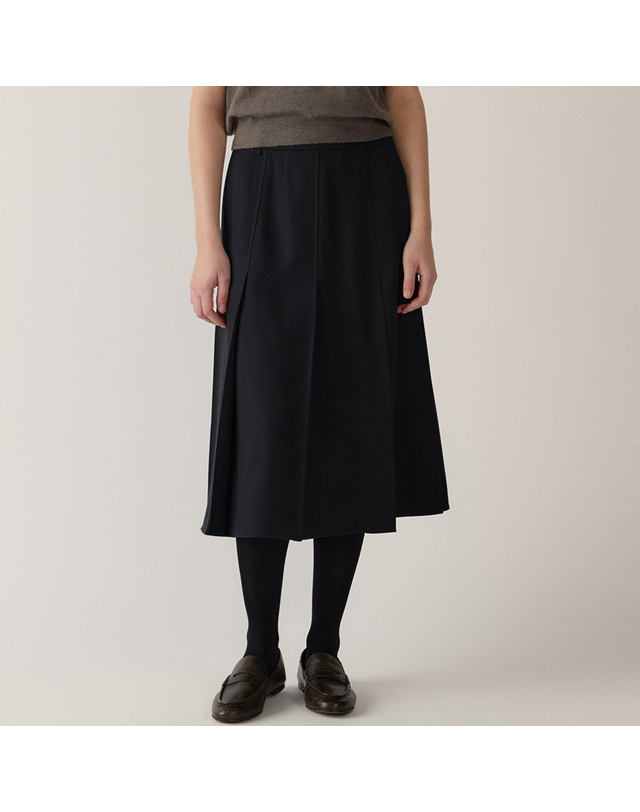 블랭크공삼 wool pleats skirt (deep navy) 착용컷