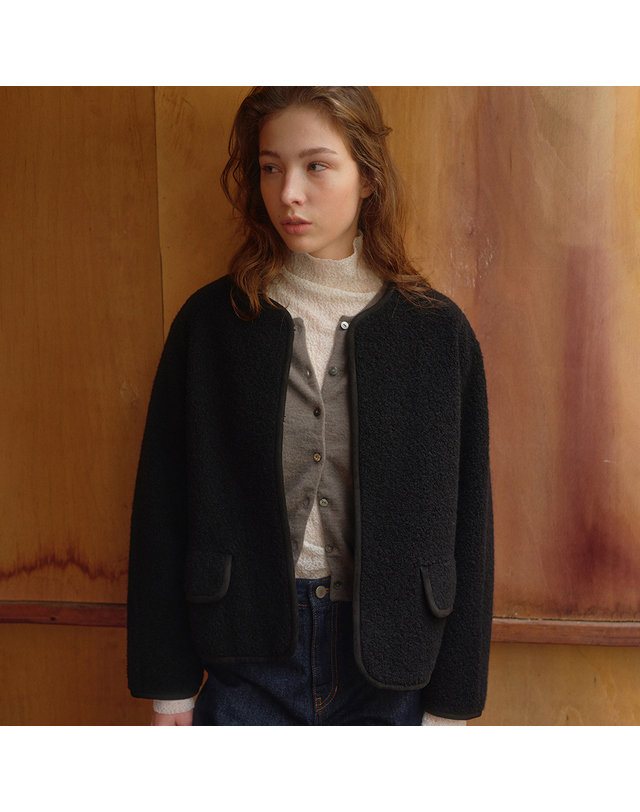 블랭크공삼 wool boucle jacket [Italian fabric] (black) 착용컷