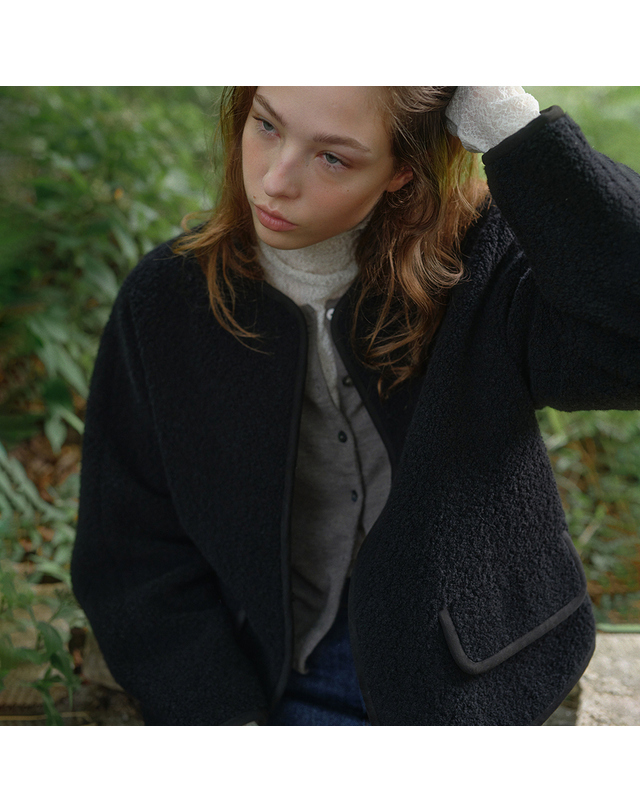 블랭크공삼 wool boucle jacket [Italian fabric] (black) 착용컷