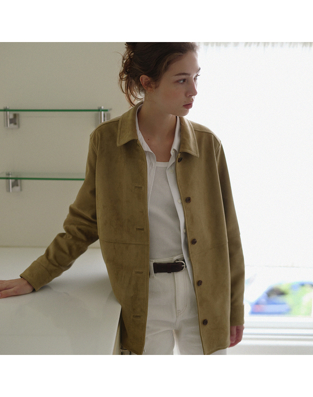 블랭크공삼 belted suede shirt jacket (vintage beige) 착용컷