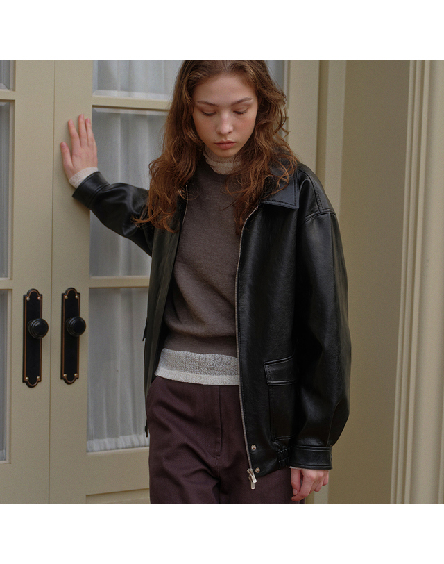 블랭크공삼 overfit leather blouson (black) 착용컷