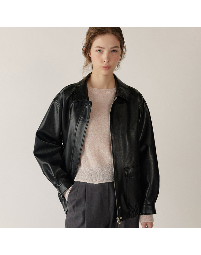 블랭크공삼 overfit leather blouson (black) 착용컷