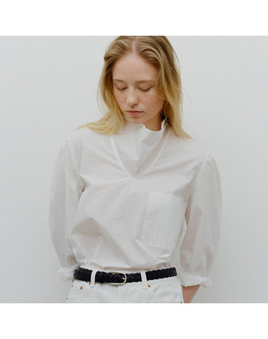 volume cowl neck blouse (off white)
