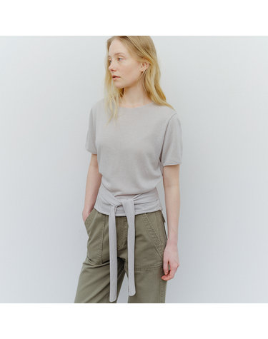 linen blend tie pullover (light grey)