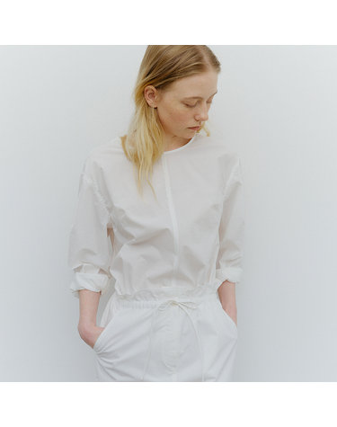 back open round cotton shirt (ivory)