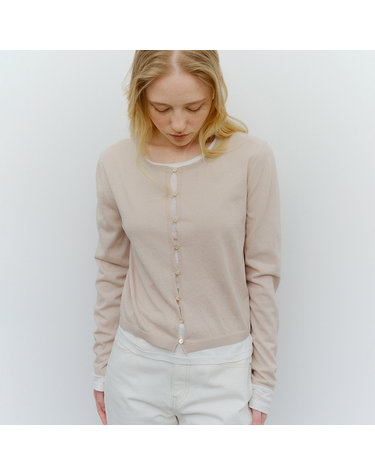 cotton hemp button cardigan (light beige)