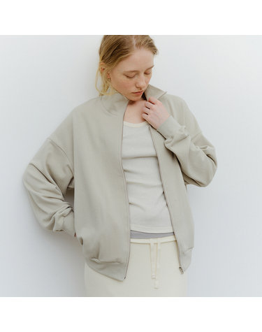 soft sweat zip-up jacket (soft olive)