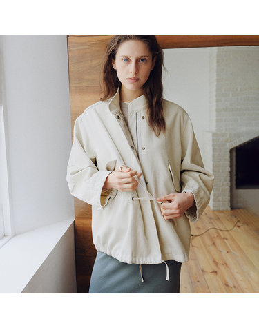 washed cotton field jacket (cream beige)