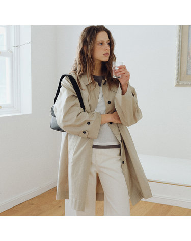 overfit half trench coat (light olive)
