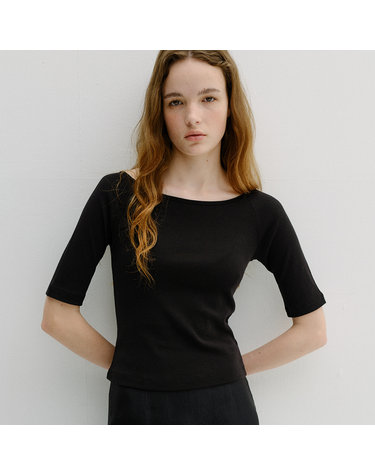 cotton boat neck t-shirt (4colors)