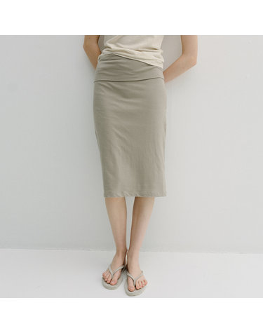 fold-over waist jersey skirt (taupe)