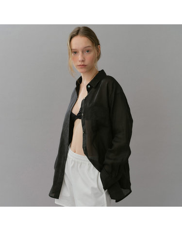 linen pocket shirt (black)