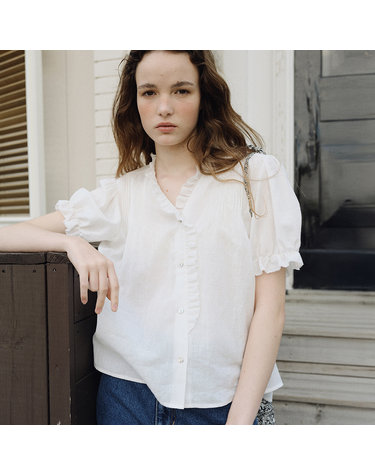 linen pin-tuck blouse (off white)