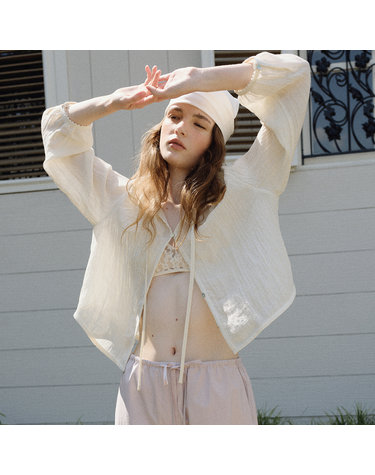 wrinkled linen blouse (cream)