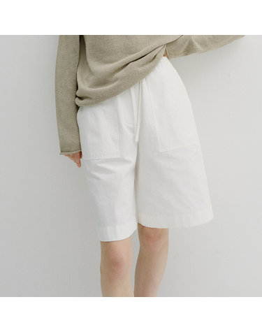 linen banding bermuda pants (white)