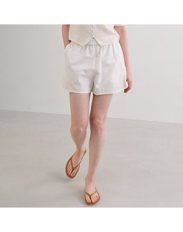 cotton linen banding shorts (white)