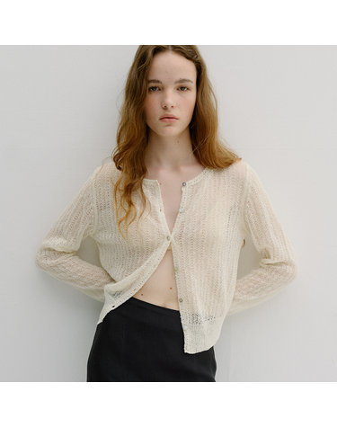 linen crochet cardigan (cream)