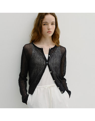 linen crochet cardigan (deep navy)