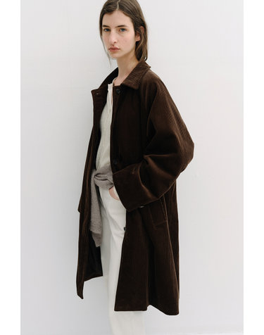 padded corduroy balmacaan coat (deep brown)