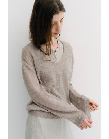 royal kid mohair v-neck pullover (pale grey)
