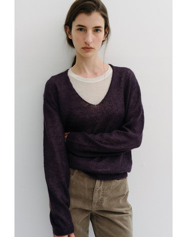 royal kid mohair v-neck pullover (purple)