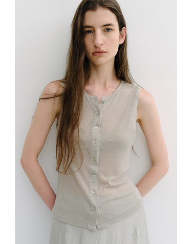 wool button sleeveless t-shirt (3colors)