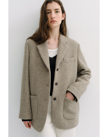 overfit wool single jacket [Italian fabric] (melange beige)