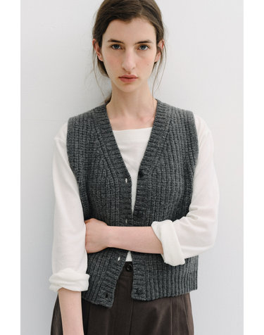 tasmanian wool knit vest (melange grey)