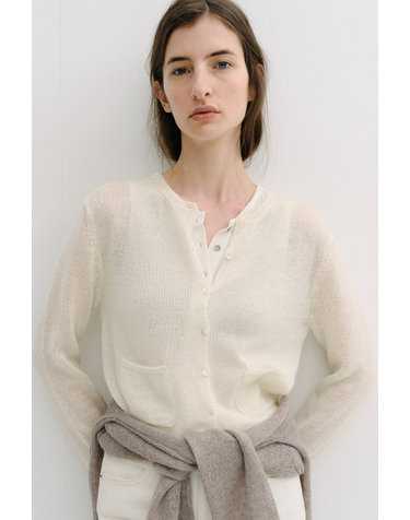 royal kid mohair knit cardigan (ivory)