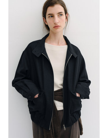 블랭크공삼 high neck wool blouson jacket (deep navy)