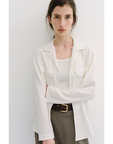 open collar cotton shirt (ivory)