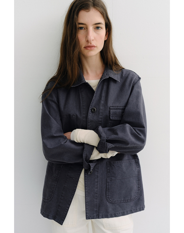 블랭크공삼 washed french work jacket (vintage blue) 착용컷