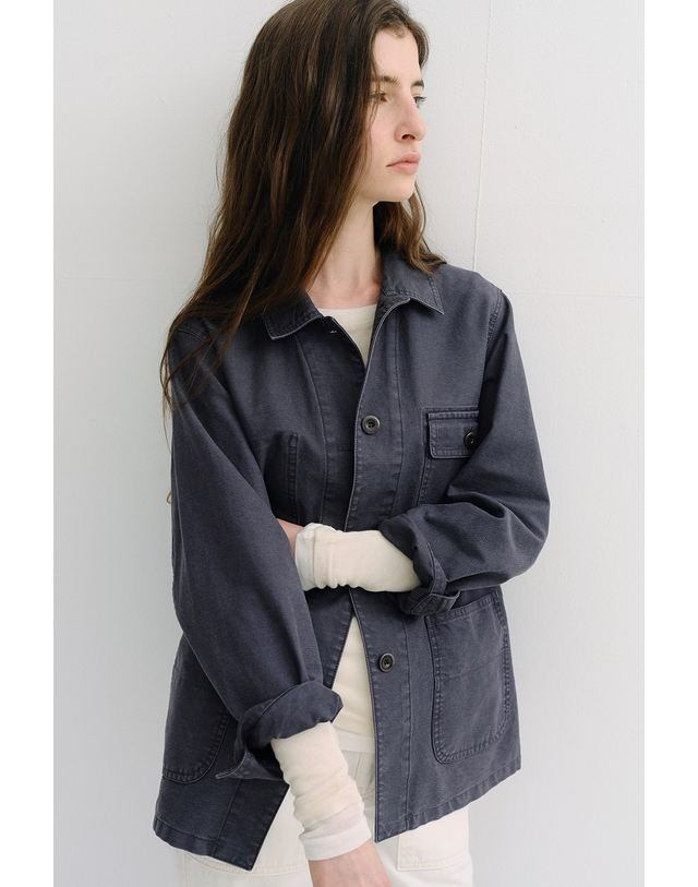 블랭크공삼 washed french work jacket (vintage blue) 착용컷