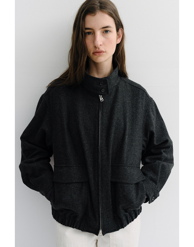 블랭크공삼 high neck wool blouson jacket (charcoal) 착용컷