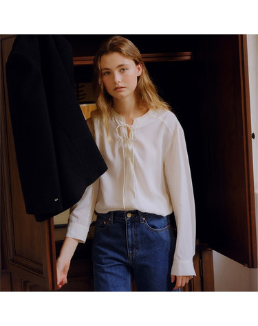 [블랭크03] tencel eyelet shirt blouse (cream)