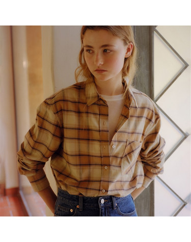 [블랭크03] check pocket shirt (brown)