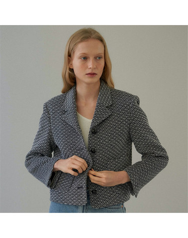 [블랭크03] weaving tweed jacket [Italian fabric] (navy)